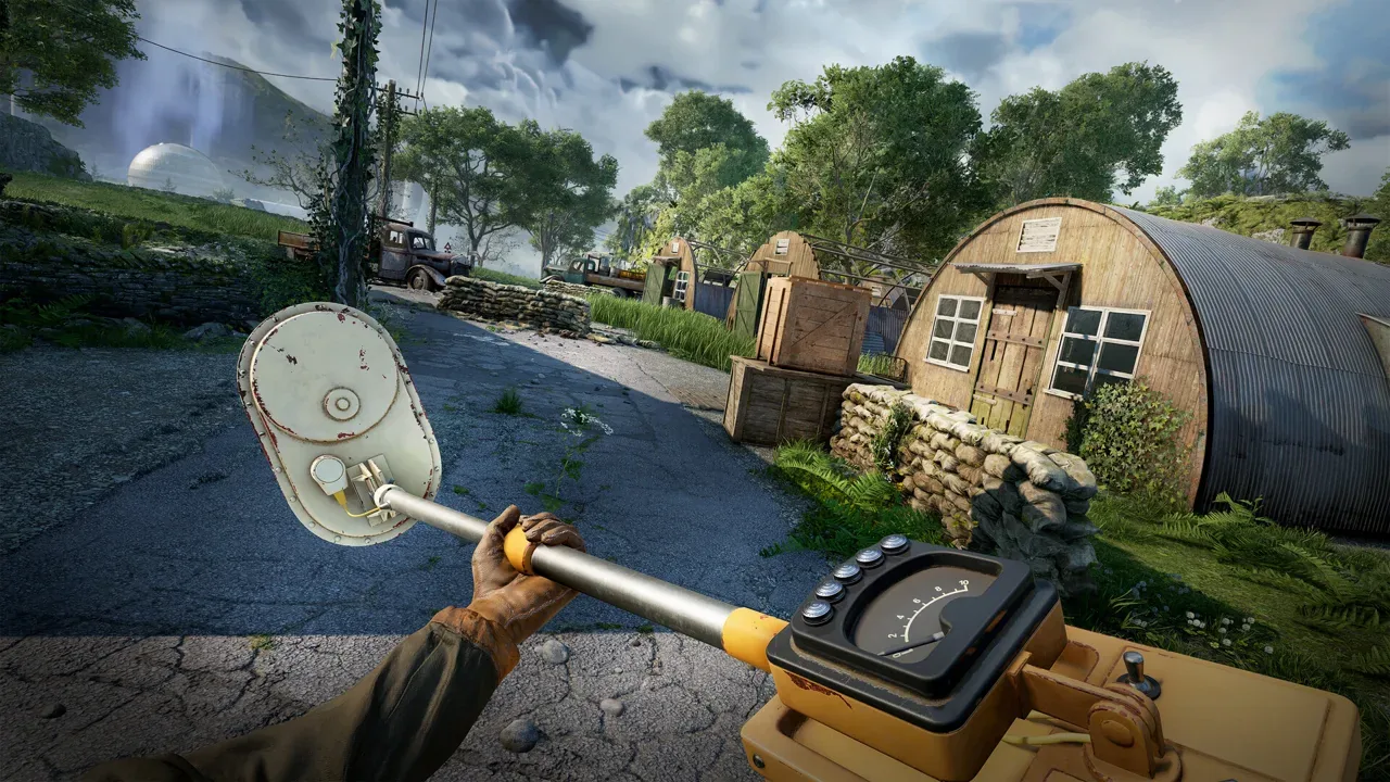 A metal detector at a quarantine-zone military camp in ATOMFALL